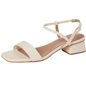 Bernardo Womens Josei Heeled Sandal US 7.5 M Off White Eggshell Leather NIB